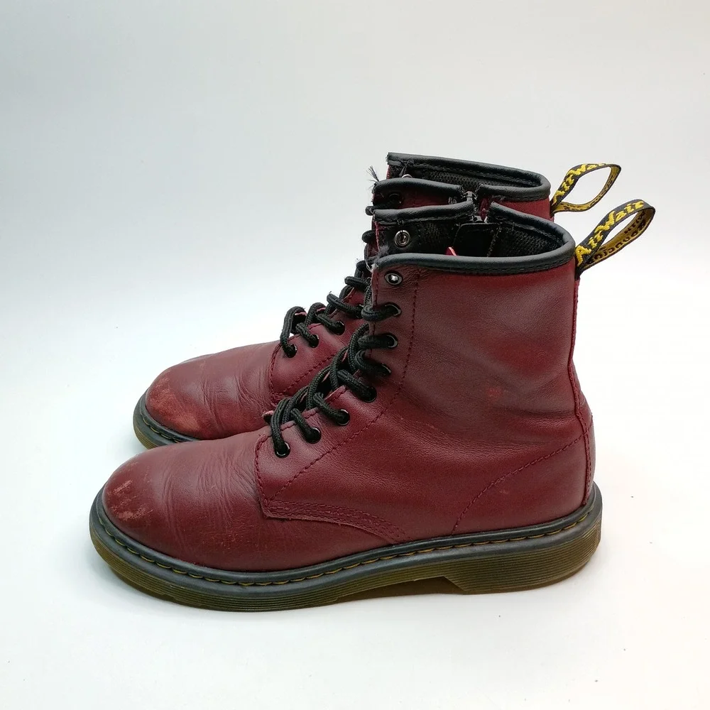Dr. Martens Boots Womens Size 6 Cherry Red Leather Side Zip 1460Y